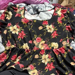 Floral Black Blouse